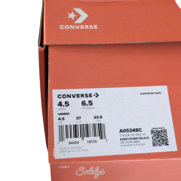 Converse Chuck 70 De Luxe Heel Platform Egret White Sneaker Boot Womens 6.5 NEW - Picture 5 of 10